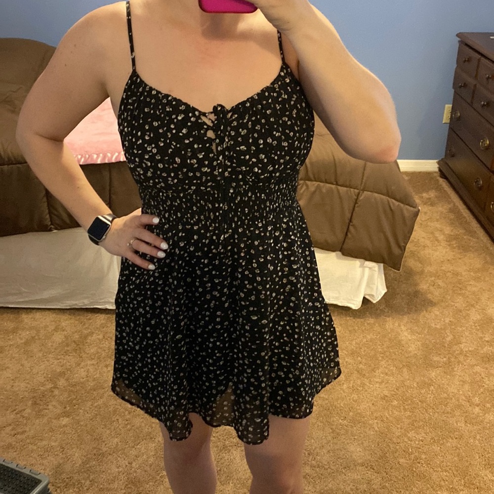 Papaya black floral romper dress🖤🌸🌺